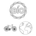 Bio and ecology outline icons in set collection for design. An ecologically pure product vector symbol stock web Royalty Free Stock Photo