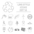 Bio and ecology set icons in outline style. Big collection of bio and ecology vector symbol stock illustration Royalty Free Stock Photo