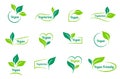 Bio, Ecology. Vector vegan sticker icons templates set. Royalty Free Stock Photo