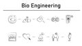 Bio engineering simple concept icons set. Contains such icons as dark matter, transmogrification, precognition, parallel world, Royalty Free Stock Photo