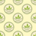 Bio farm organic eco healthy food seamless pattern vintage vegan