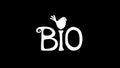 Bio floral typography design logo reveal. Hopping bird. Black and white colors.