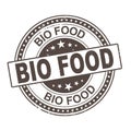 100 bio food label vector, painted round emblem icon for products packaging. Royalty Free Stock Photo