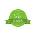 Bio food logo. Vegan vector badge. Vegan food sign with leaves. Organic design. Vector illustration