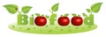 Bio food text caption with red apples