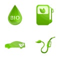 Bio fuel icons set cartoon vector. Alternative energy source