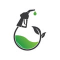 Bio fuel logo. Ecological fuel icon. Green eco pump. Petrol station sign. Green leaf pump. Vector illustration flat design