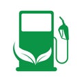 Bio fuel logo. Ecological fuel icon. Green eco pump. Petrol station sign. Green leaf pump. Vector illustration flat design Royalty Free Stock Photo