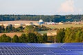 Bio gas plant and energy solar panels on the field Royalty Free Stock Photo