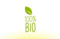 100% bio green leaf text concept logo icon design