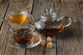 Bio herbal tea on table Royalty Free Stock Photo