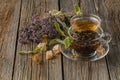 Bio herbal tea on table Royalty Free Stock Photo