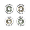 Bio Ingredient Lable Badge with Leaf, Earth, Green Concept