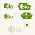 Bio logo, eco label, natural product sign, organic icon set