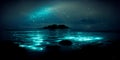 Bioluminescence. Bio luminescent ocean. ai generated. Bioluminescent plankton in the sea