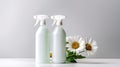 bio organic bottle of cleaning product and leaves