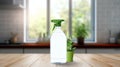 bio organic bottle of cleaning product and leaves