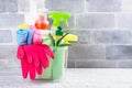 Bio organic natural cleaning supplies. Save the planet concept Royalty Free Stock Photo