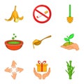 Bio personal hygiene icon set, cartoon style Royalty Free Stock Photo