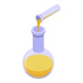 Bio plastic flask icon, isometric style