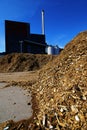 Bio power plant with storage of wooden fuel