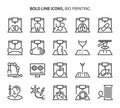 Bio printing, bold line icons Royalty Free Stock Photo