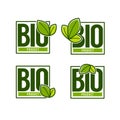 Bio Product, doodle organic leaves emblems, stickers, frames a