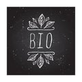 Bio - product label on chalkboard Royalty Free Stock Photo