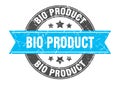 bio product round stamp with ribbon. label sign Royalty Free Stock Photo