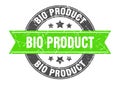 bio product round stamp with ribbon. label sign Royalty Free Stock Photo