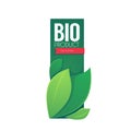 Bio Product Vertical Label Template With Green Leaves and Letter Royalty Free Stock Photo