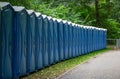 Bio public wc at a park. Locked, portable chemical lavatories. Nature background Royalty Free Stock Photo