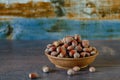 Bio, small size hazelnuts from organic culture Royalty Free Stock Photo