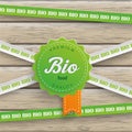 Bio Sticker Lines Bio Food Wood Royalty Free Stock Photo