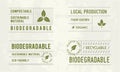 Bio tags set. Biodegradable, compostable vintage labels.