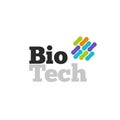 Bio technology logotype with genetic microorganism structure isolated