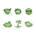 Bio and vegan stickers, natural product label for mark helpful food