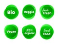Bio veggie farm vegan organic food vector label Royalty Free Stock Photo