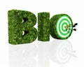 Bio word composed by grass with a dartboard and darts Royalty Free Stock Photo