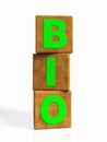 Bio word composed by three vertical cubes