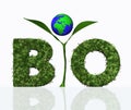 Bio word with a plant and the world Royalty Free Stock Photo