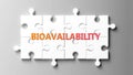 Bioavailability complex like a puzzle - pictured as word bioavailability on a puzzle pieces Royalty Free Stock Photo