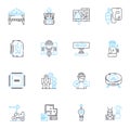 Biochemical science linear icons set. Metabolism, Enzymes, Proteins, Carbohydrates, Lipids, Nucleotides, DNA line vector
