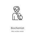 biochemist icon vector from man worker avatar collection. Thin line biochemist outline icon vector illustration. Linear symbol for