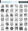 Biochemistry genetics black mini concept icons and infographic symbols set.