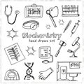 Biochemistry hand drawn doodle set. Sketches. Vector illustration for design and packages product. Symbol collection Royalty Free Stock Photo