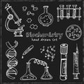 Biochemistry. Hand drawn doodle set. Sketches. Vector illustration for design and packages product. Royalty Free Stock Photo