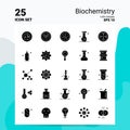 25 Biochemistry Icon Set. 100% Editable EPS 10 Files. Business Logo Concept Ideas Solid Glyph icon design