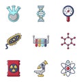 Biochemistry icons set, cartoon style