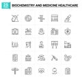 25 Biochemistry And Medicine Healthcare icon set. vector background